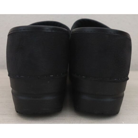 Sanita Women's Sz EUR 38 US 7W Black Original Prof. Textured Oil Leather Clogs - Picture 3 of 13